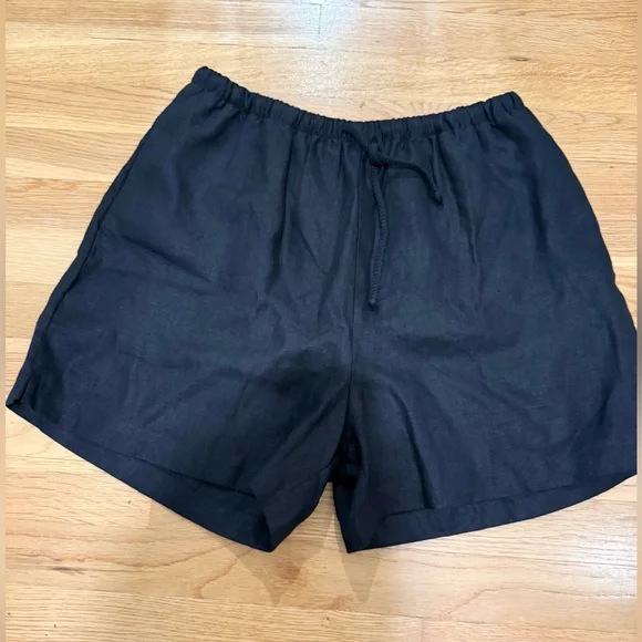 Whimsy + Row Allison Shorts-Black Linen - Picture 6 of 8